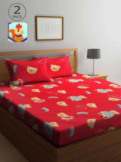 

KLOTTHE Red & Blue Cartoon Characters 210 TC 2 King Bedsheet with 4 Pillow Covers
