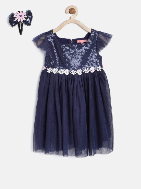 

Nauti Nati Girls Navy Sequinned Fit & Flare Dress, Navy blue