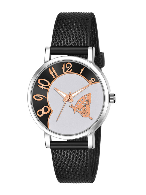 

HAPPY KHAJANA Women Brass Printed Dial & Straps Analogue Watch WMN_3022, Black