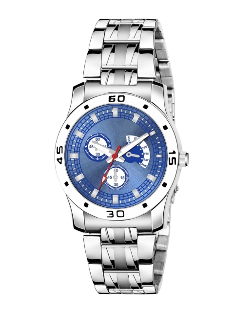 

HAPPY KHAJANA Women Blue Brass Dial & Silver Bracelet Style Strap Analogue Watch