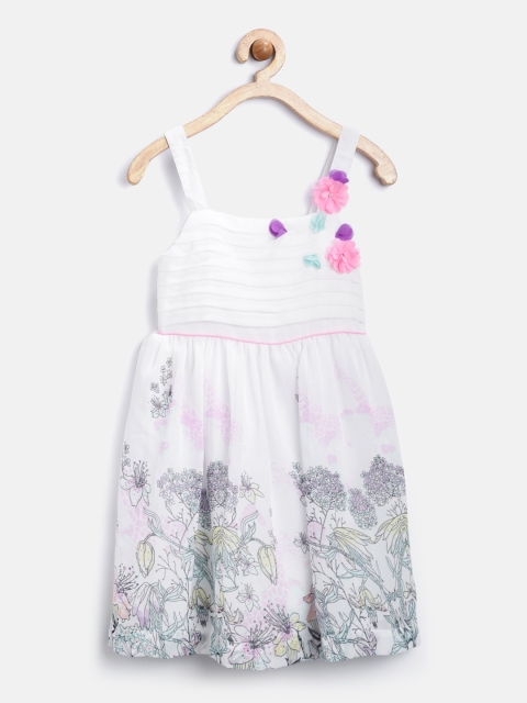 

Nauti Nati Girls White Floral Print Fit & Flare Dress