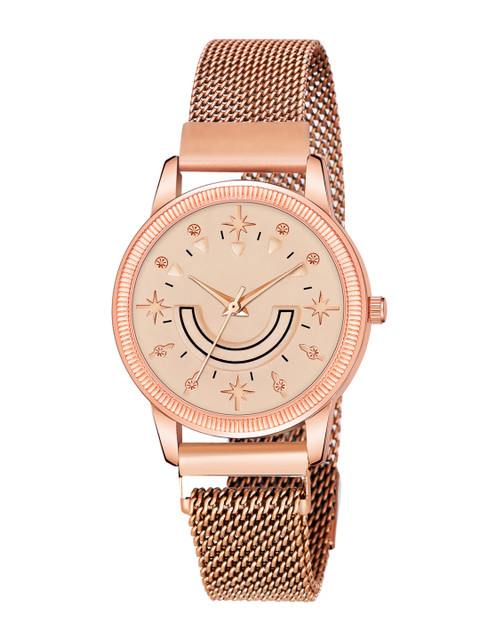

Rage Enterprise Women Copper-Toned Brass Embellished Dial & Rose Gold Toned Stainless Steel Bracelet Style Watch R_862_GOLD-Gold