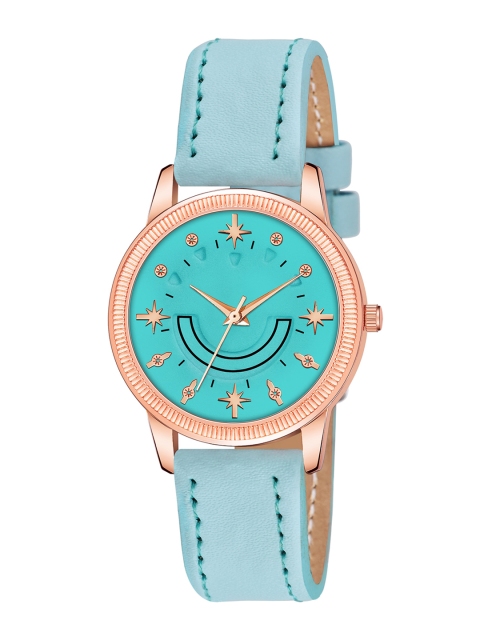 

Rage Enterprise Women Blue Brass Embellished Dial & Blue Leather Straps Analogue Watch R_861_SBLUE-Blue