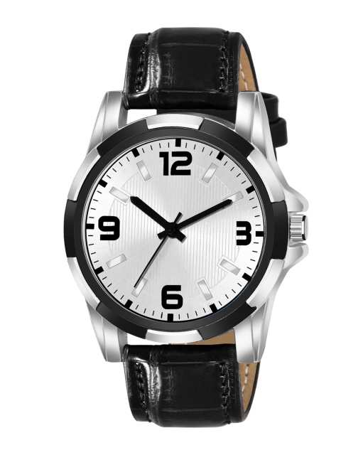 

HAPPY KHAJANA Men Silver-Toned Brass Dial & Black Straps Analogue Watch