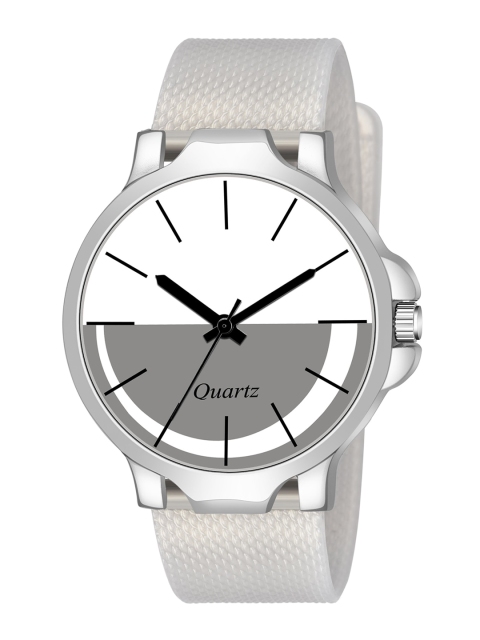 

HAPPY KHAJANA Men White Brass Dial & White Straps Analogue Watch