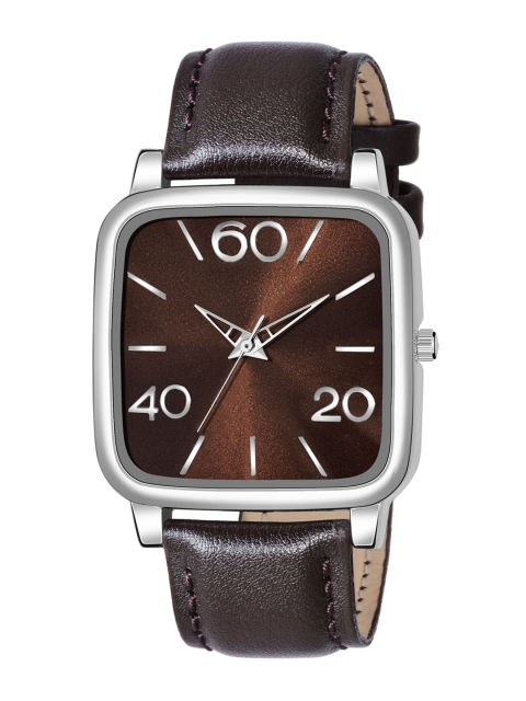 

HAPPY KHAJANA Men Brown Brass Dial & Brown Straps Analogue Watch