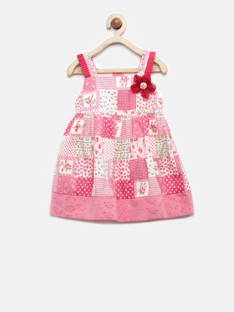 

Nauti Nati Girls Pink & White Printed Fit & Flare Dress