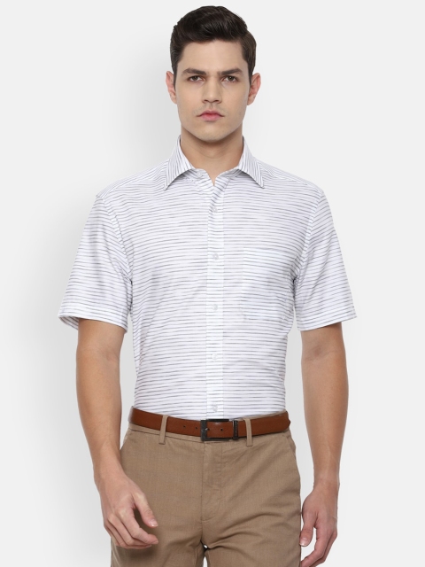 

Louis Philippe Men White Horizontal Striped Cotton Casual Shirt