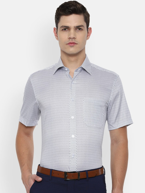 

Louis Philippe Men Grey Printed Cotton Casual Shirt