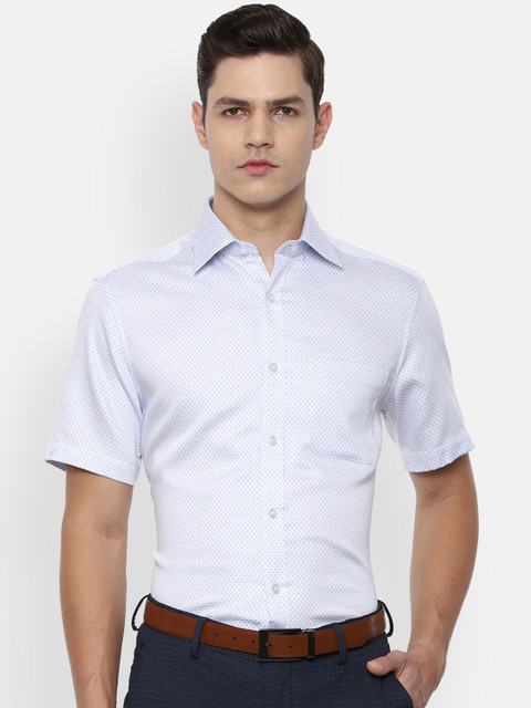 

Louis Philippe Men Blue Printed Pure Cotton Formal Shirt