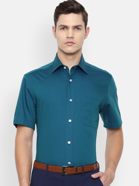 

Louis Philippe Men Teal Pure Cotton Formal Shirt