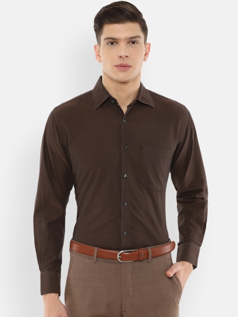 

Louis Philippe Men Brown Solid Cotton Casual Shirt