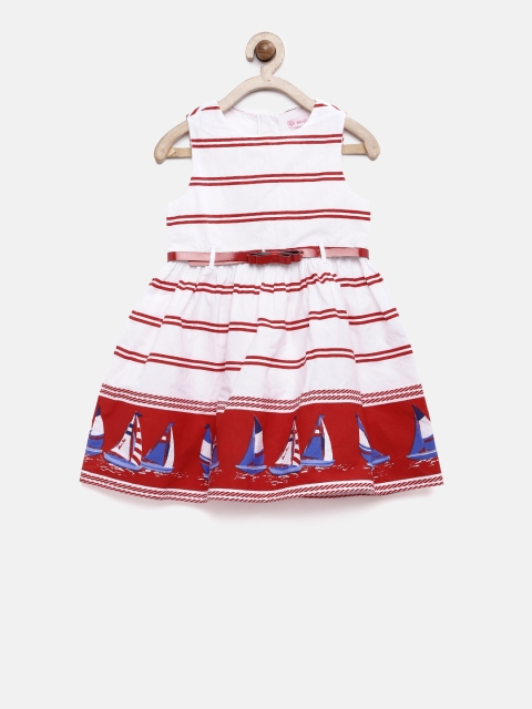 

Nauti Nati Girls White & Red Printed Fit & Flare Dress