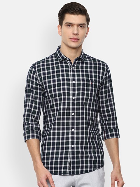 

Louis Philippe Jeans Men Navy Blue Slim Fit Checked Casual Shirt