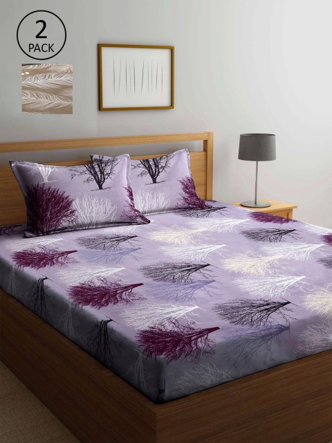

KLOTTHE Multicoloured Floral Set of 2 King Bedsheet with 4 Pillow Covers, Multi