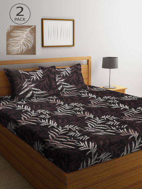 

KLOTTHE Multicoloured Floral Set of 2 King Bedsheet with 4 Pillow Covers, Multi