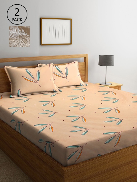 

KLOTTHE Multi Color Floral Printed 210 TC 2 King Bedsheets with 4 Pillow Covers