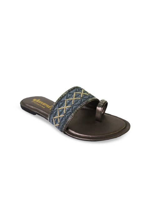 

WALK N STYLE COLLECTION Women Grey Ethnic Open Toe Flats