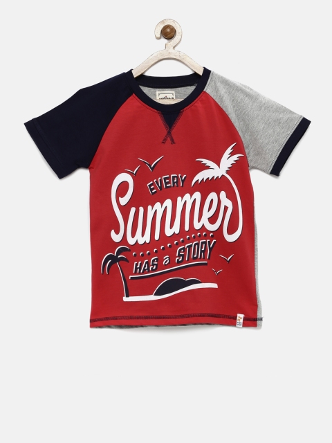

Nauti Nati Boys Red Printed Round Neck T-shirt
