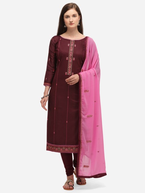 

mf Women Magenta & Pink Embroidered Unstitched Dress Material