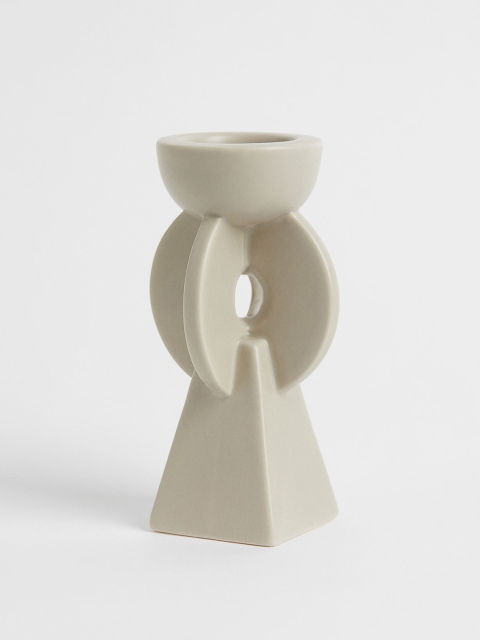 

H&M Beige Earthenware Tealight Holder