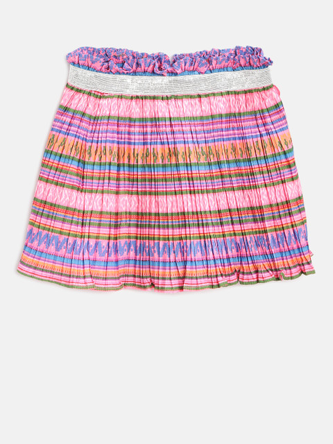 

Nauti Nati Girls Pink & Blue Printed Pleated Flared Skirt