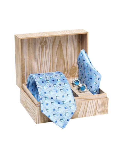 

ELLIS Men Navy Blue & Silver-Toned Printed Accessory Gift Set