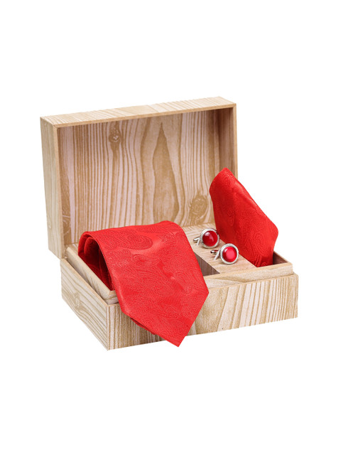 

ELLIS Men Red & Silver-Toned Printed Accessory Gift Set