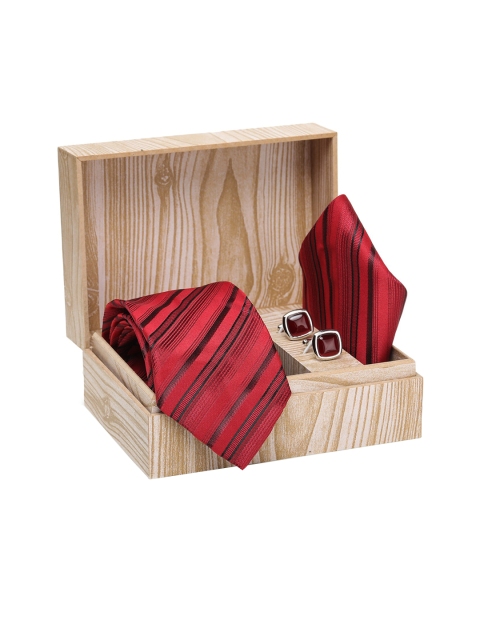 

ELLIS Men Red & Silver-Toned Printed Accessory Gift Set