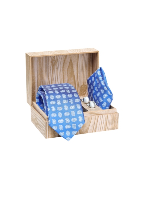 

ELLIS Men Blue & Silver-Toned Printed Accessory Gift Set