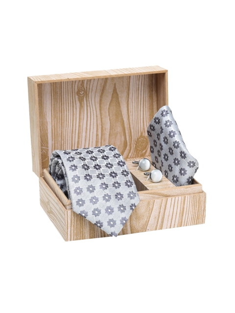 

ELLIS Men White & Grey Self Design Accessory Gift Set