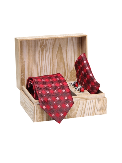 

ELLIS Men Red Self Design Accessory Gift Set