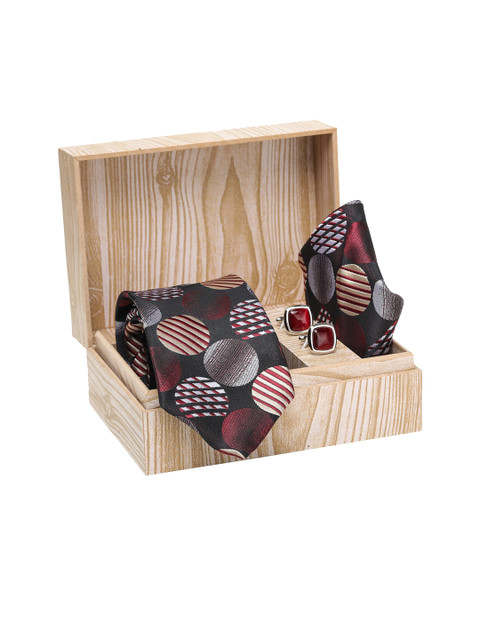 

ELLIS Men Maroon & Black Self Design Accessory Gift Set