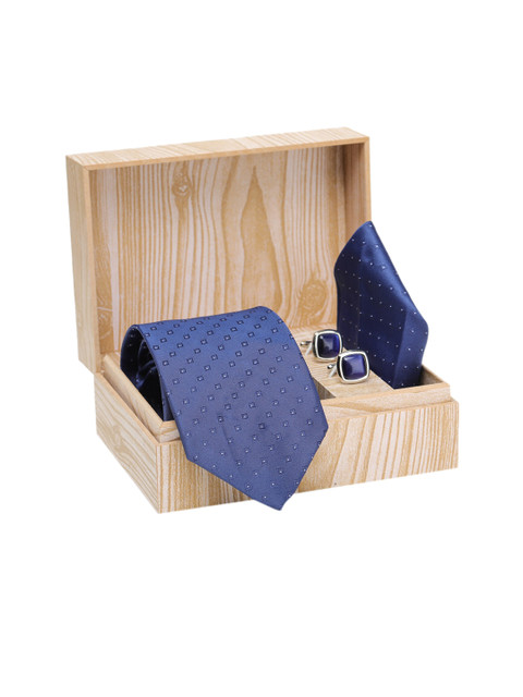 

ELLIS Men Blue & White Self Design Accessory Gift Set