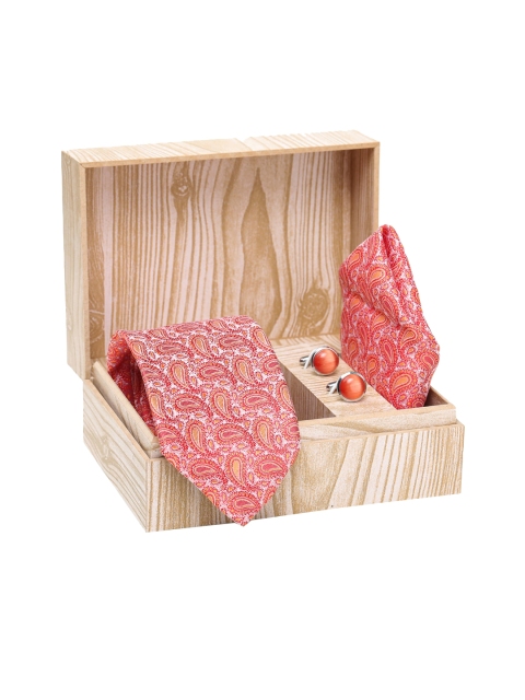 

ELLIS Men Red & Silver-Toned Printed Accessory Gift Set