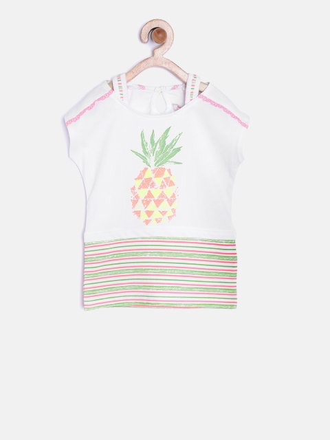 

Nauti Nati Girls Off-white Conversational Printed Top