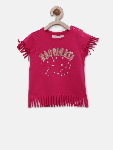

Nauti Nati Girls Magenta Printed Fringed Top