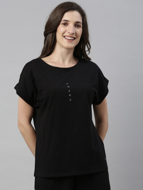 

Enamor Women Black Printed Relax Fit Cotton T-shirt