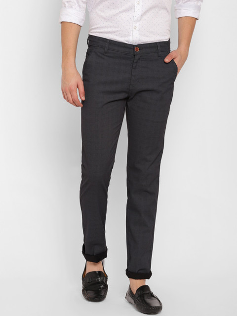 

TNG Men Black Checked Cotton Checked Slim Fit Trousers