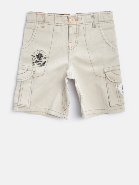 

Nauti Nati Boys Beige Solid Cargo Shorts