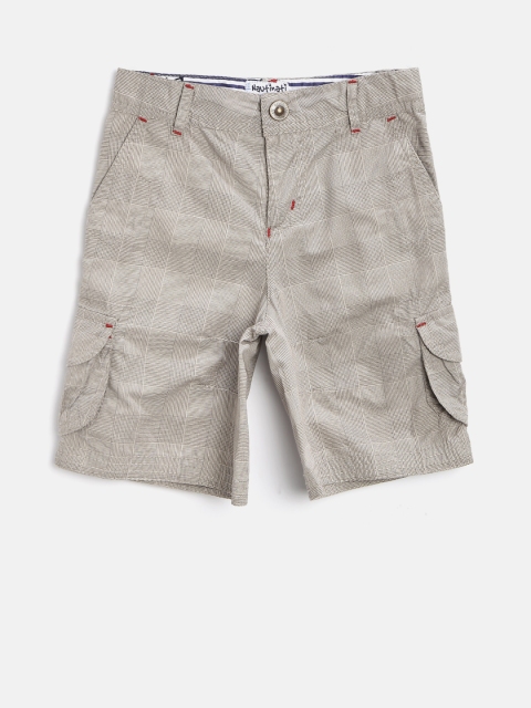 

Nauti Nati Boys Beige Checked Cargo Shorts