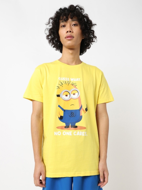 

Bewakoof Men Yellow Minions Printed Cotton T-shirt