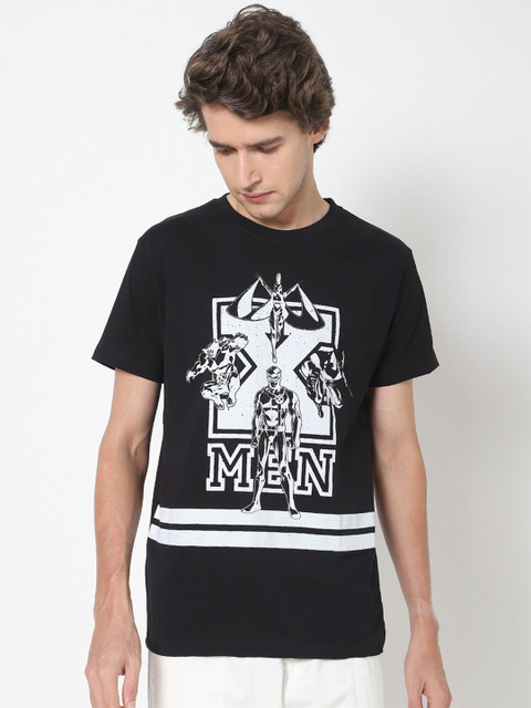 

Bewakoof Men Black Typography Printed Regular Fit Cotton T-shirt