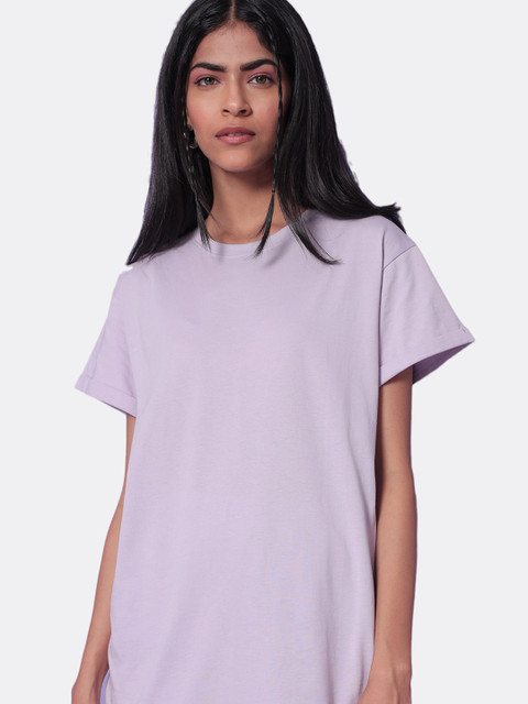 

Bewakoof Women Purple V-Neck Pockets T-shirt