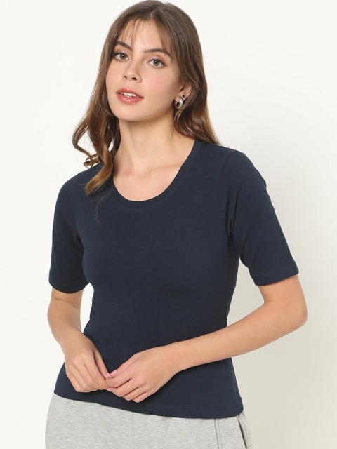 

Bewakoof Women Blue Cut Outs T-shirt