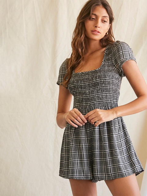 

FOREVER 21 Black & White Checked Jumpsuit