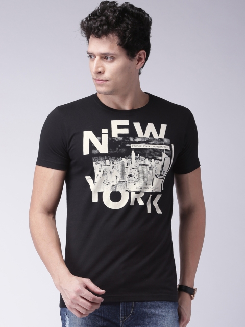 

Moda Rapido Men Black Printed Round Neck T-shirt