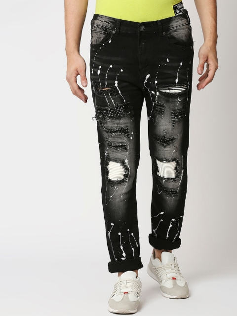 

WAIMEA Men Black Skinny Fit Artist Ripped Heavy Fade Stretchable Cotton Jeans