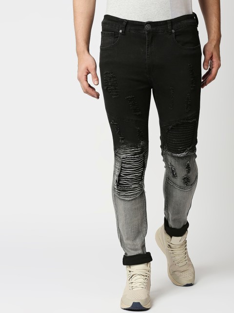 

WAIMEA Men Black & Grey Skinny Fit Gradient Stretchable Cotton Jeans