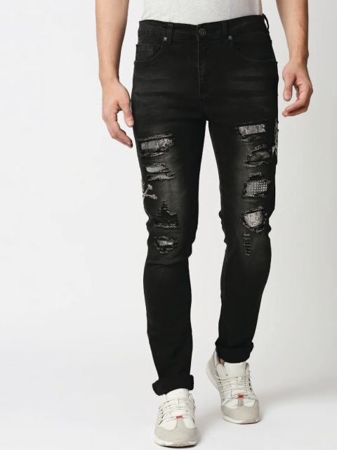 

WAIMEA Men Black Skinny Fit Highly Distressed Stretchable Jeans